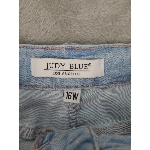 Judy Blue Jeans Womens 16W Blue Boyfriend Fit Distressed High Rise Stretch Rips - Picture 4 of 15